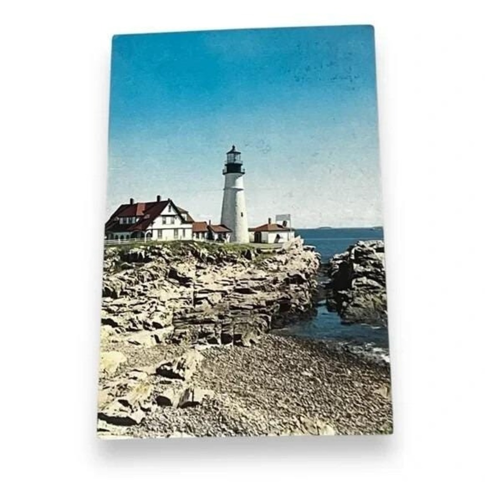 Postcard Portland Headlight Portland Maine c1977 Chrome Card C251